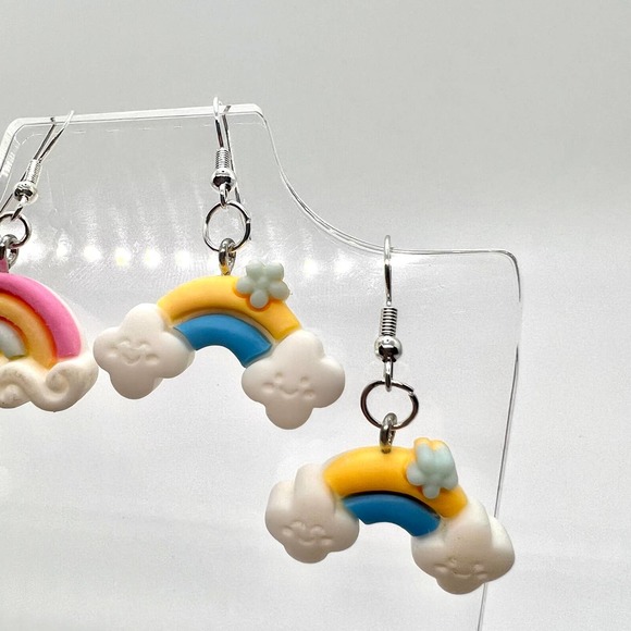 Rainbow Earrings - Cloud Earrings - Rainy Day Earrings - Spring Earrings - Picture 2 of 10
